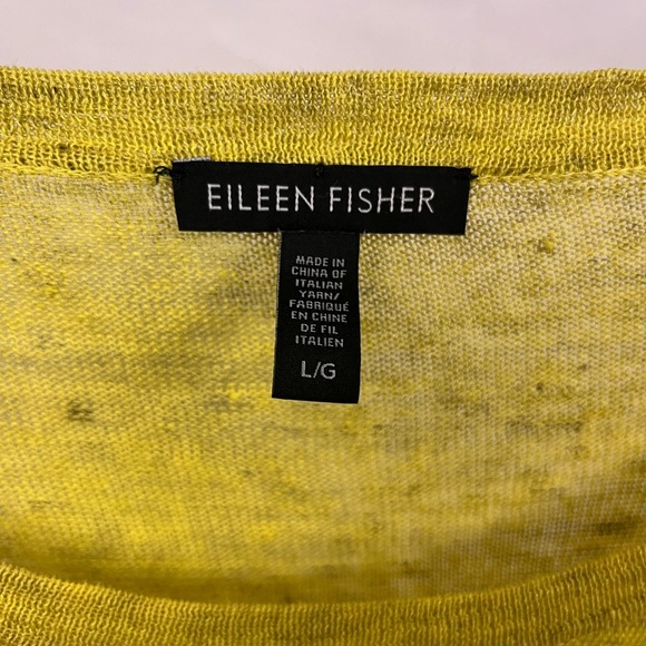Eileen Fisher Drop Shoulder Yellow Linen Blend Long Sleeve Blouse- Size Large - Picture 3 of 5